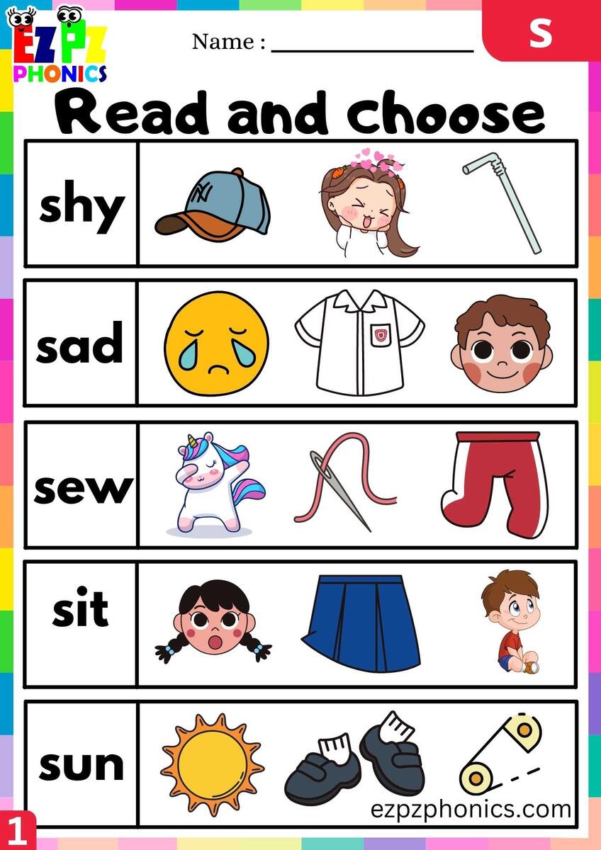 Letter S Read And Choose Beginning Sounds Worksheet Ezpzphonics Letter S Read And Choose Beginning Sounds Worksheet Ezpzphonics