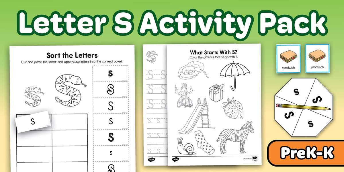 Letter S Worksheet And Activity Pack For PreK K Letter S Worksheet And Activity Pack For PreK K