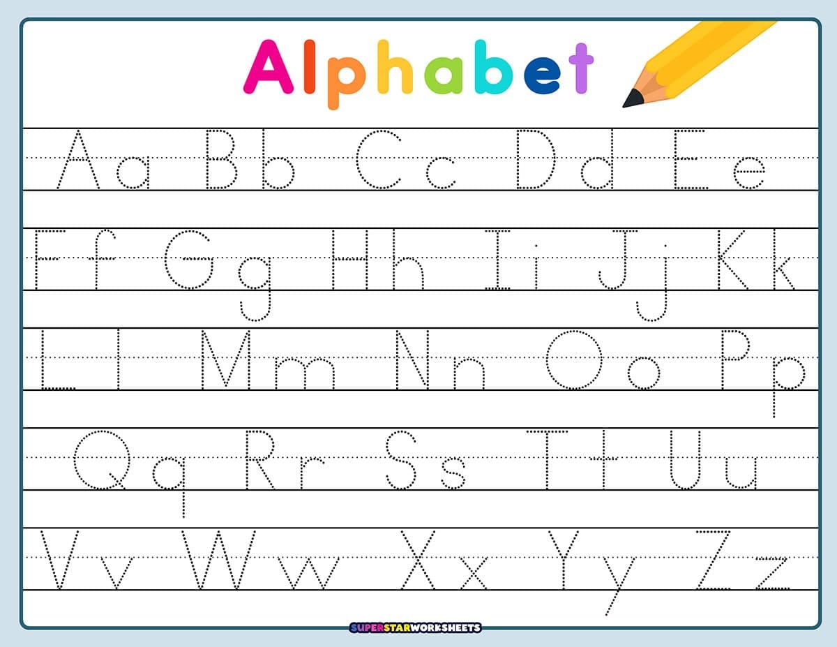 Letter Tracing Worksheets Superstar Worksheets Page 9 Customize 1 174 Alphabet Worksheet Templates Online Canva