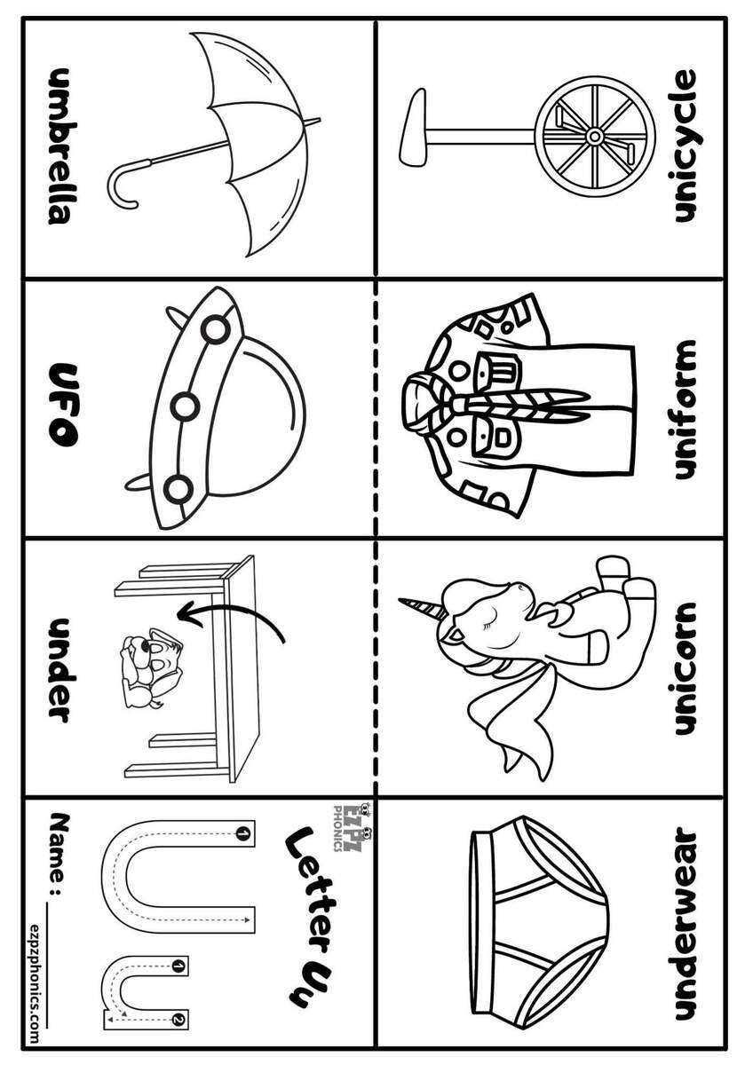 Letter U Mini Coloring Book Free Printable PDF Ezpzphonics Letter U Mini Coloring Book Free Printable PDF Ezpzphonics