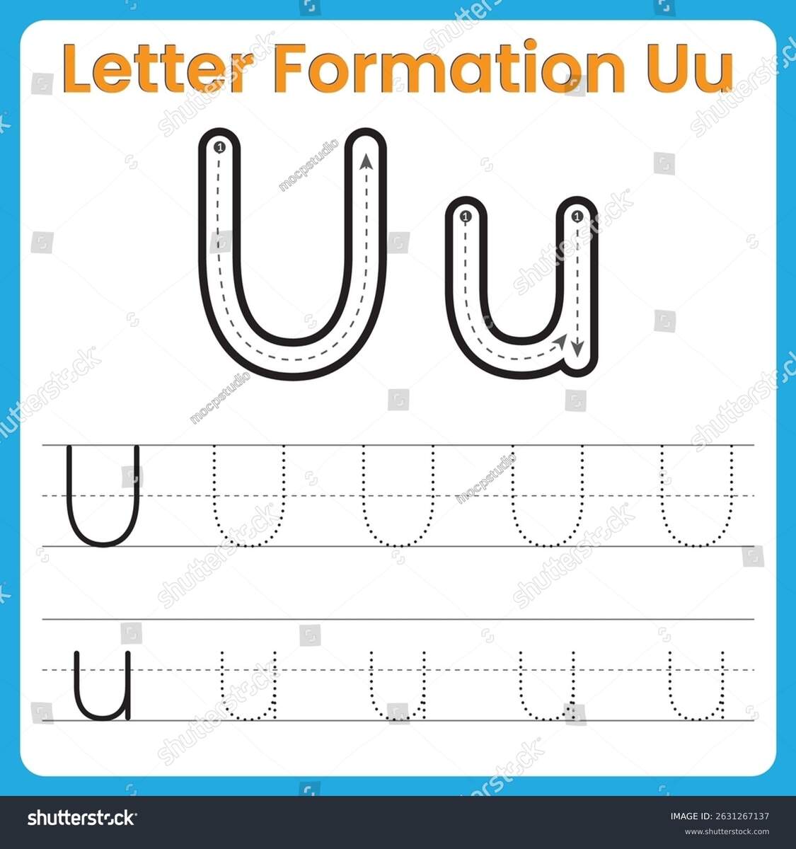 Lowercase Letter U Tracing Worksheet Doozy Moo