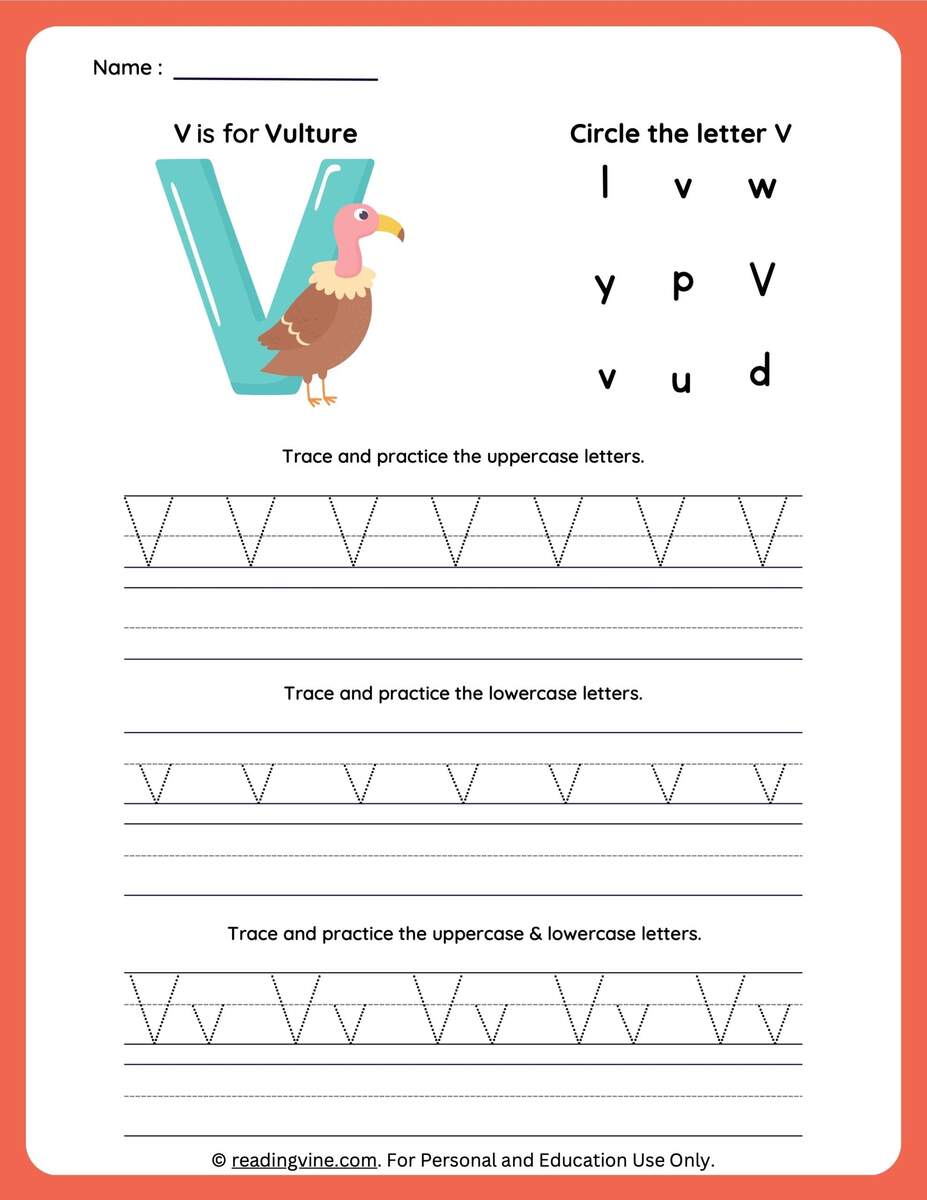 Uppercase Letter V Tracing Worksheet Doozy Moo