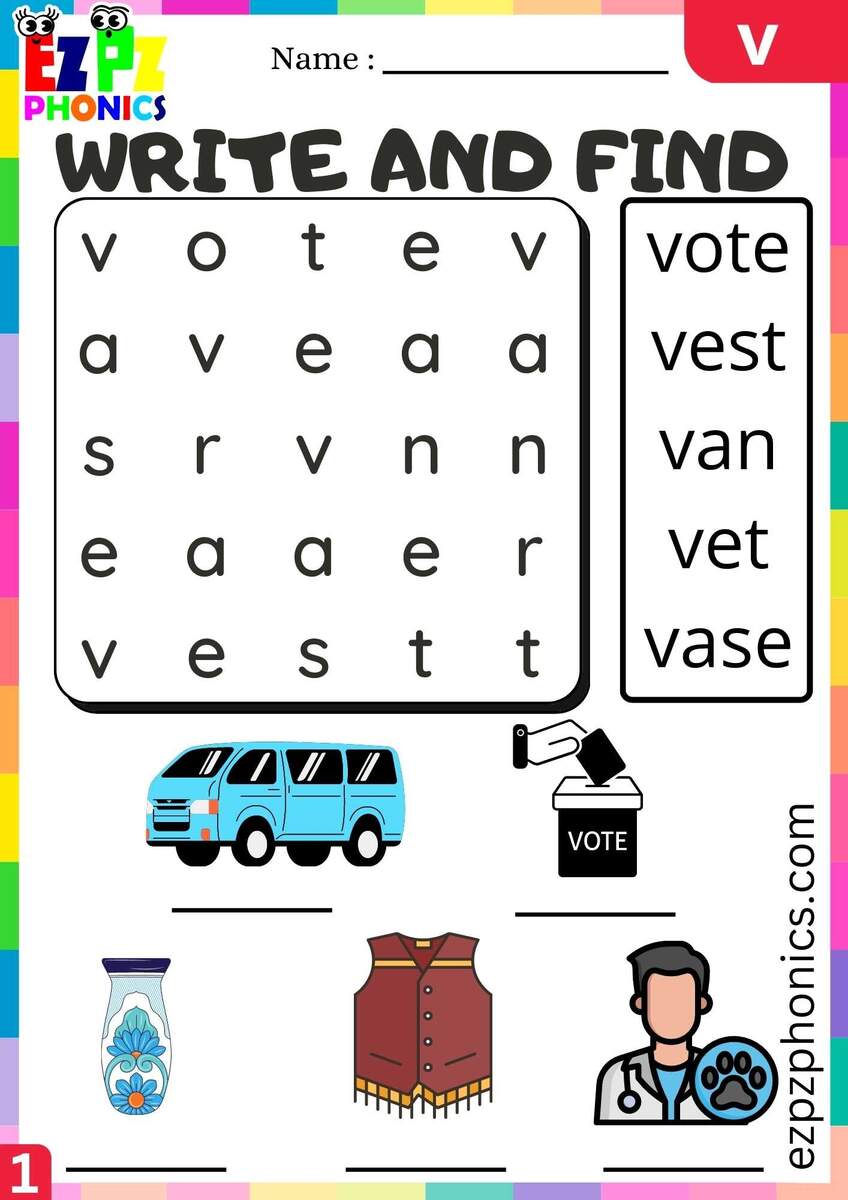 Letter V Write And Find Beginning Sounds Worksheet Ezpzphonics Letter V Write And Find Beginning Sounds Worksheet Ezpzphonics