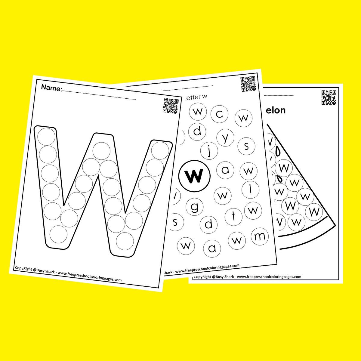 Letter W 10 Free Dot Markers Coloring Pages Letter W 10 Free Dot Markers Coloring Pages