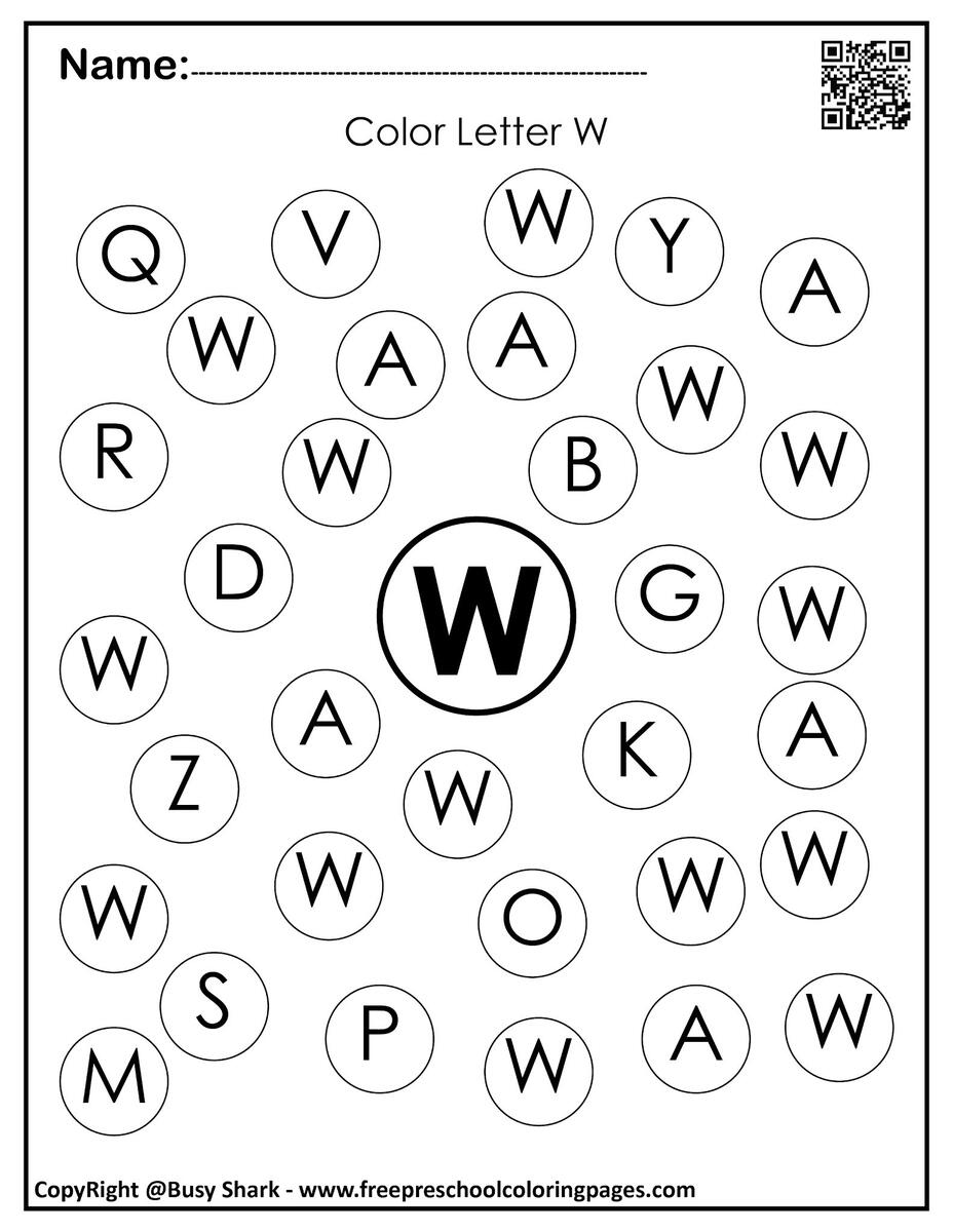 Letter W 10 Free Dot Markers Coloring Pages