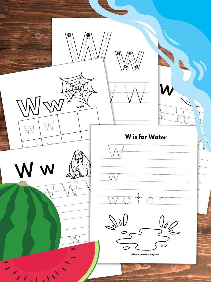 Letter W Tracing Worksheets Nature Inspired Learning Letter W Tracing Worksheets Nature Inspired Learning