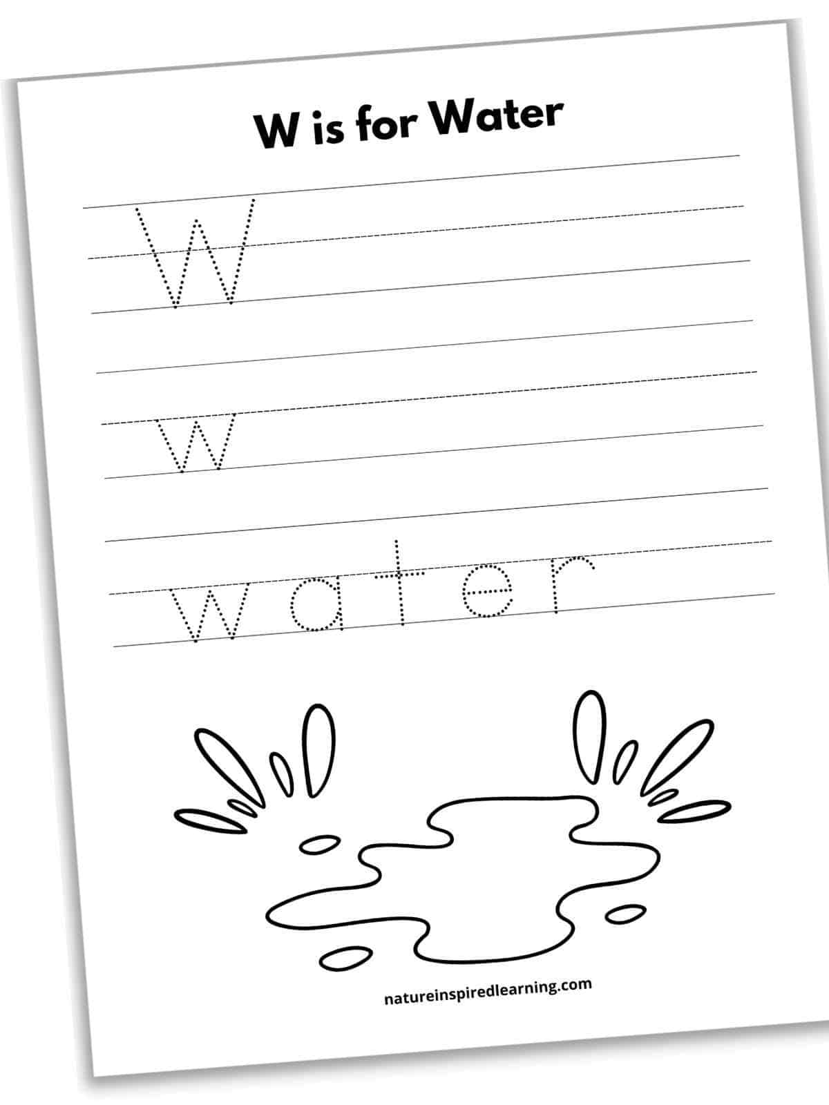 Letter W Tracing Worksheets Nature Inspired Learning