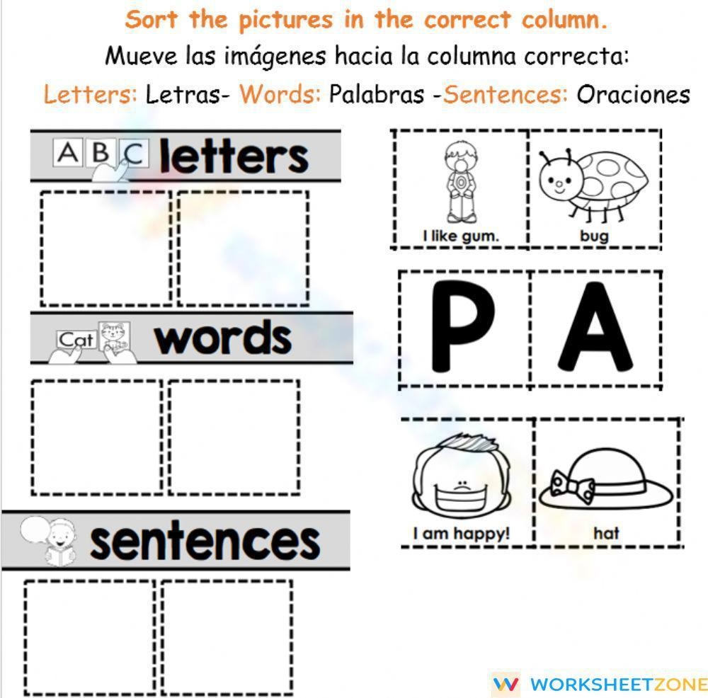 Letter Word Or Sentence Worksheet Letter Word Or Sentence Worksheet