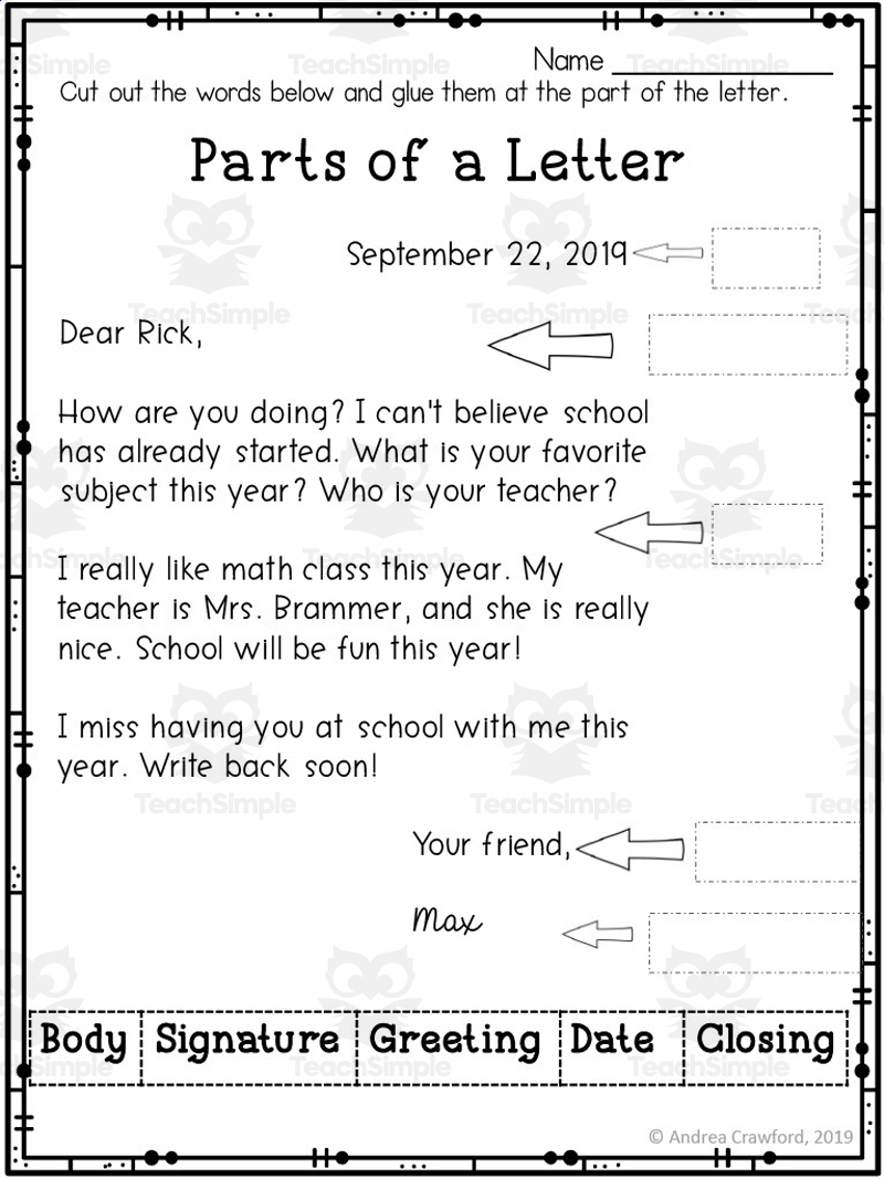 Letter Writing Activities By Teach Simple Friendly Letter Activities For 2nd Grade Students Around The Kampfire