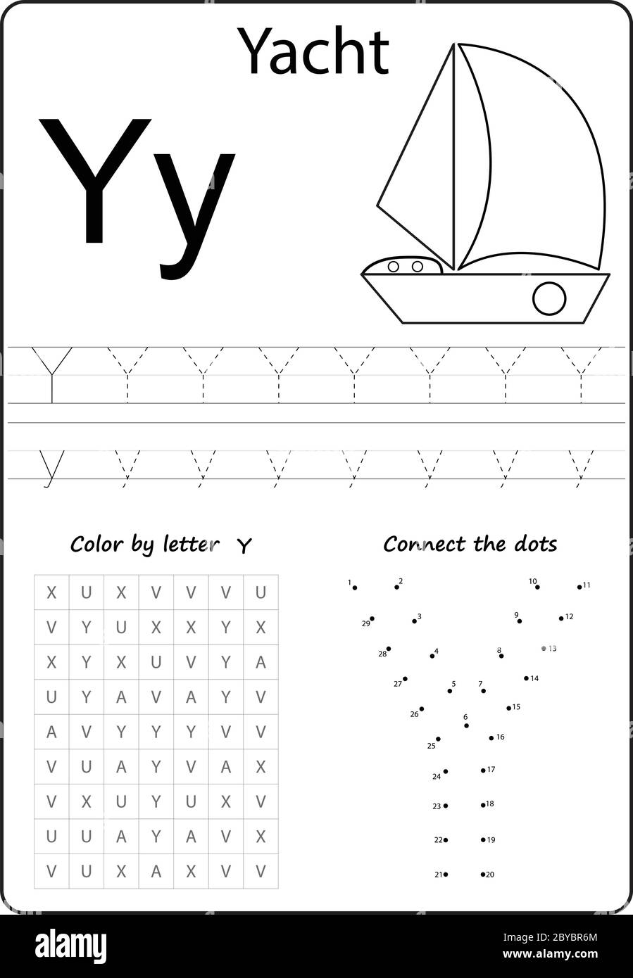 Letter Y Alphabet Letter Worksheet Task For Kids Learning Letters Stock Vector Image Art Alamy