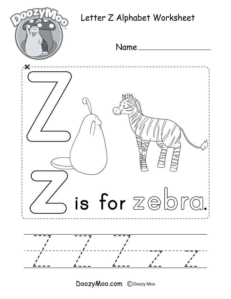 Free Letter Z Alphabet Learning Worksheet For Preschool