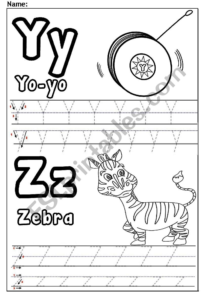 Letters Y And Z ESL Worksheet By Jessamay27 Tracing Y Z Zero Se Ten Blog