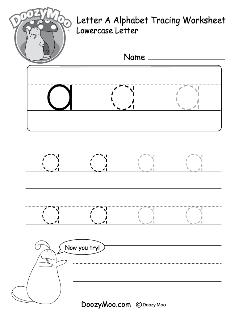 Lowercase Letter A Tracing Worksheet Doozy Moo Free Letter Tracing Worksheets Paper Trail Design