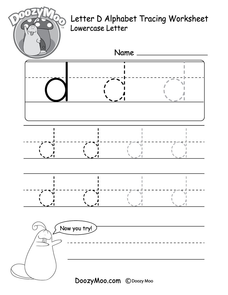 Lowercase Letter D Tracing Worksheet Doozy Moo Lowercase Letter D Tracing Worksheet Doozy Moo