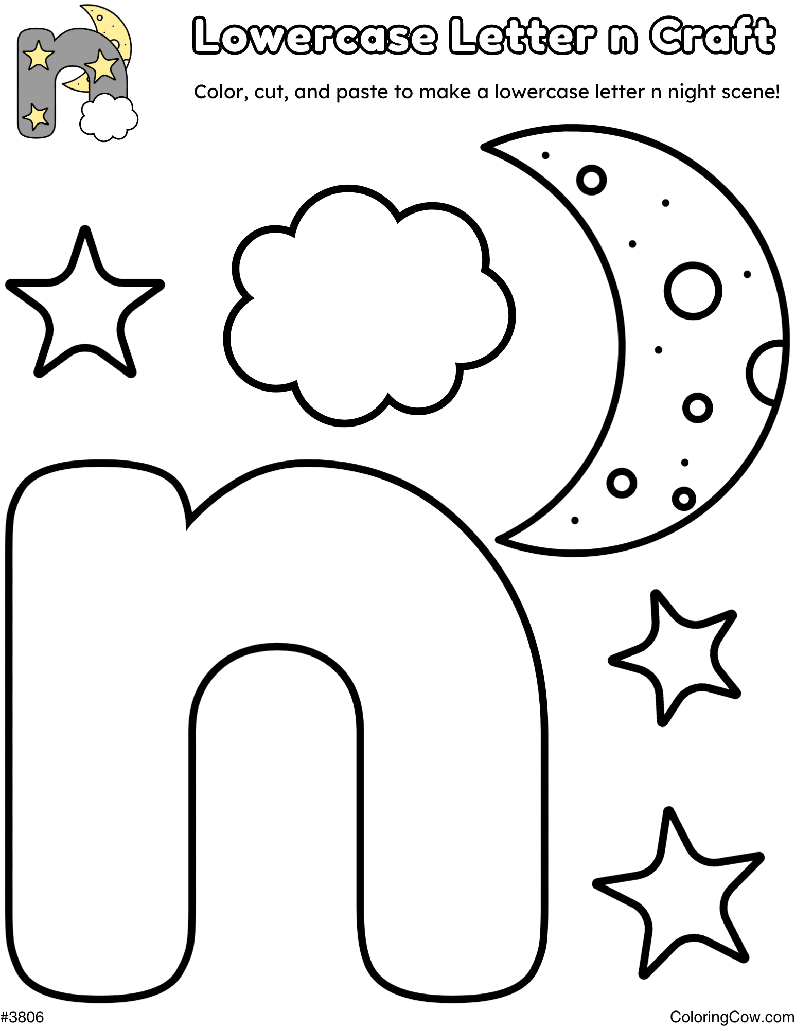 Lowercase Letter N Night Craft