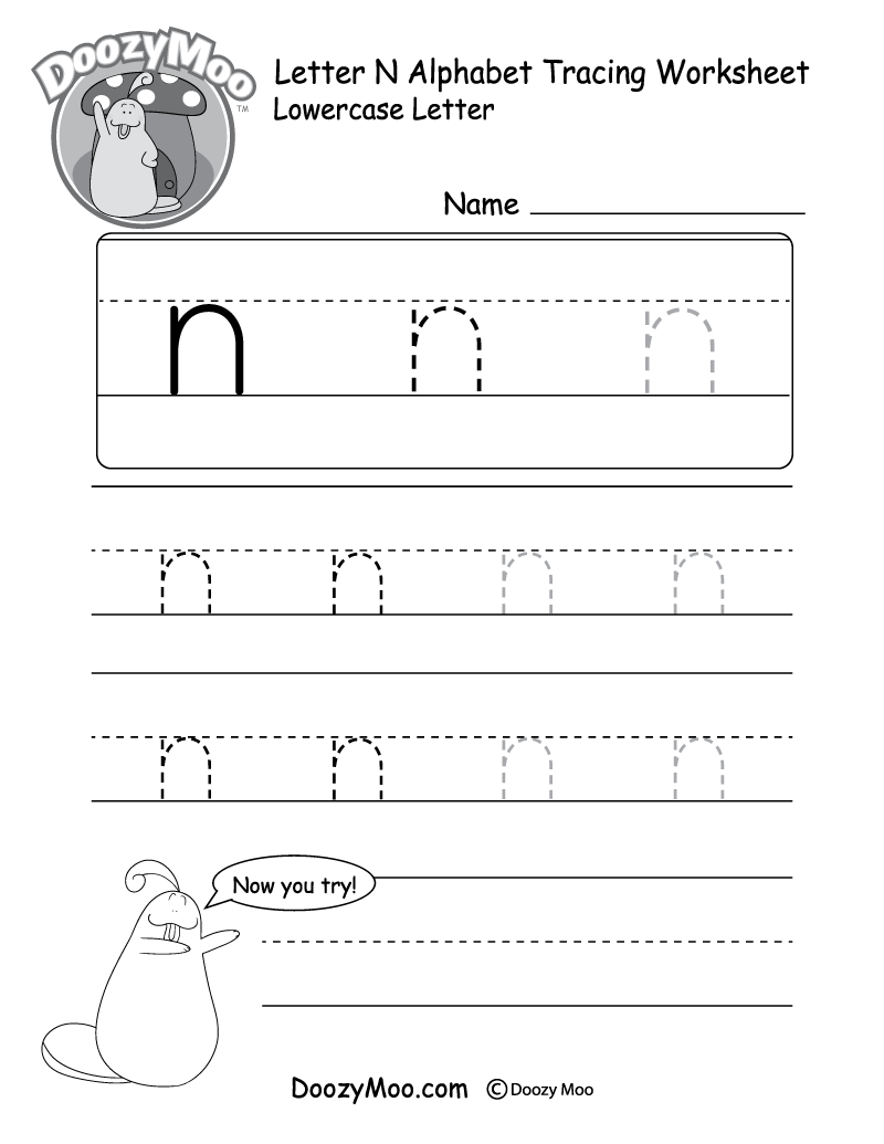 Lowercase Letter N Tracing Worksheet Doozy Moo Lowercase Letter N Night Craft