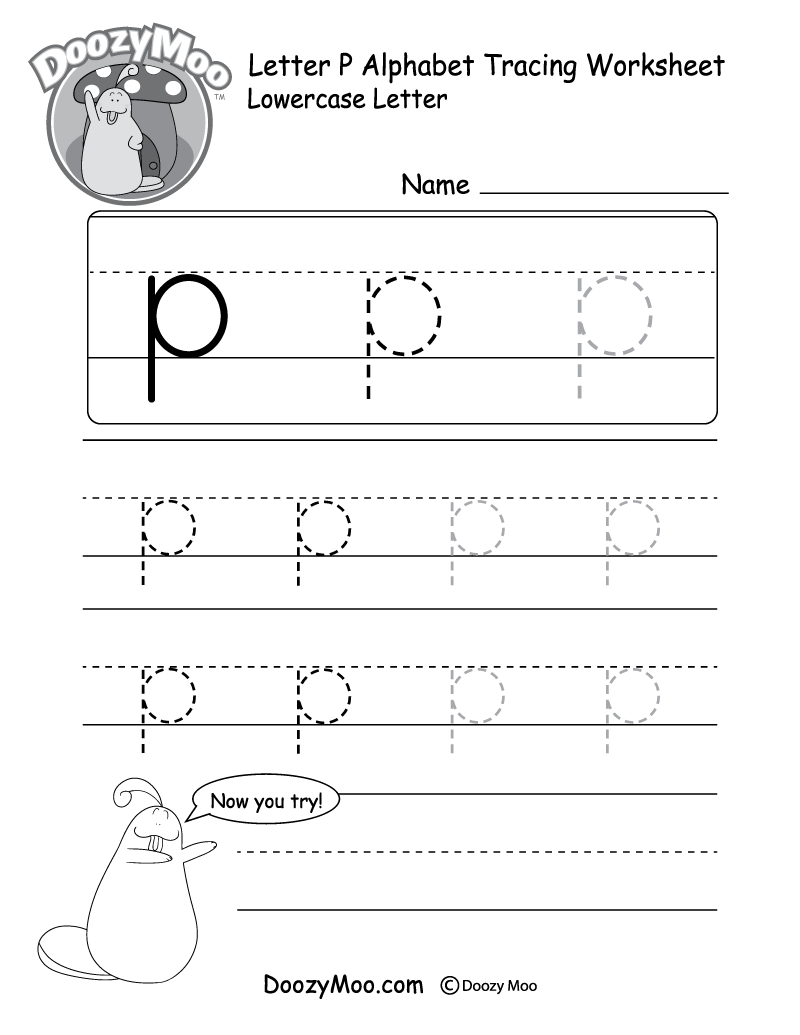 Lowercase Letter P Tracing Worksheet Doozy Moo Lowercase Letter P Tracing Worksheet Doozy Moo