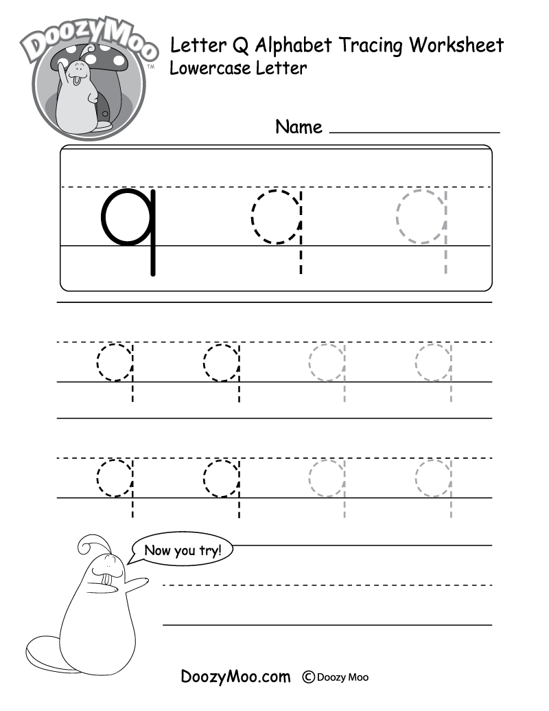 Lowercase Letter Q Tracing Worksheet Doozy Moo Lowercase Letter Q Tracing Worksheet Doozy Moo