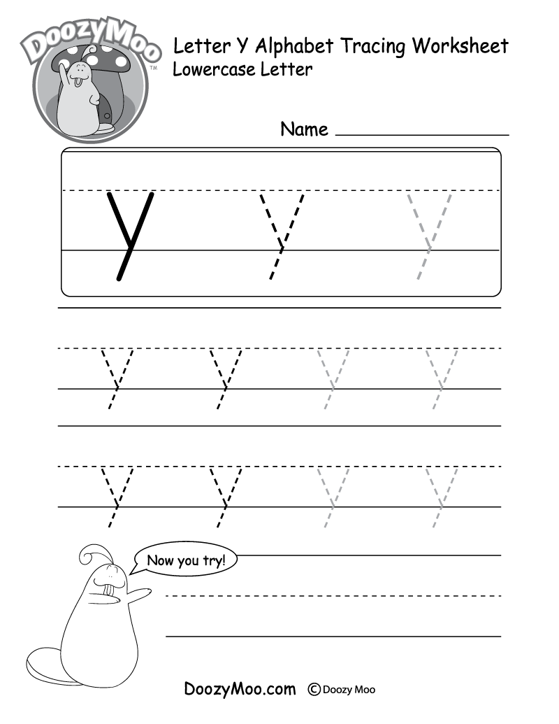 Lowercase Letter Y Tracing Worksheet Doozy Moo Lowercase Letter Y Tracing Worksheet Doozy Moo