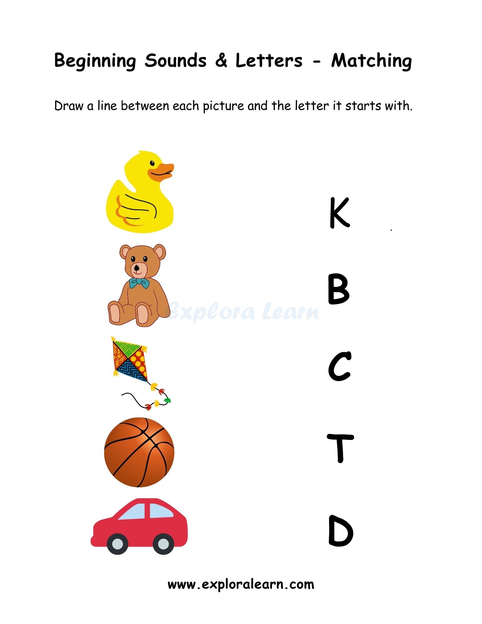 Match Beginning Sounds Worksheets For Kids Aged 2 6 Years