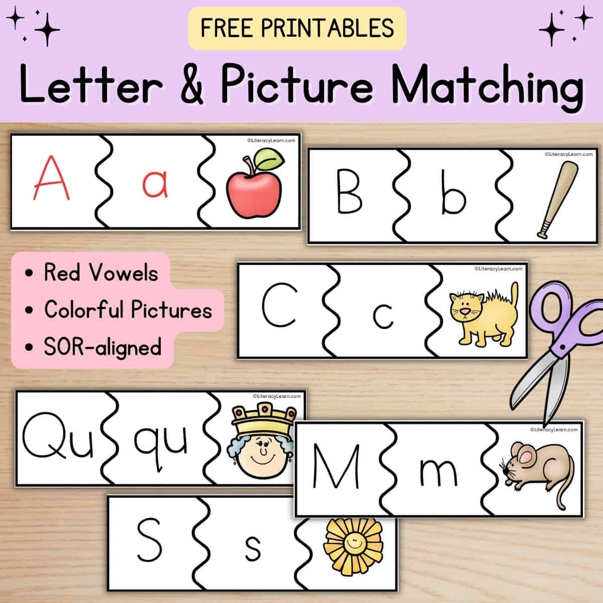 Match The Letters With Pictures Free Printables Literacy Learn Alphabet Beginning Sound Match Up Worksheets