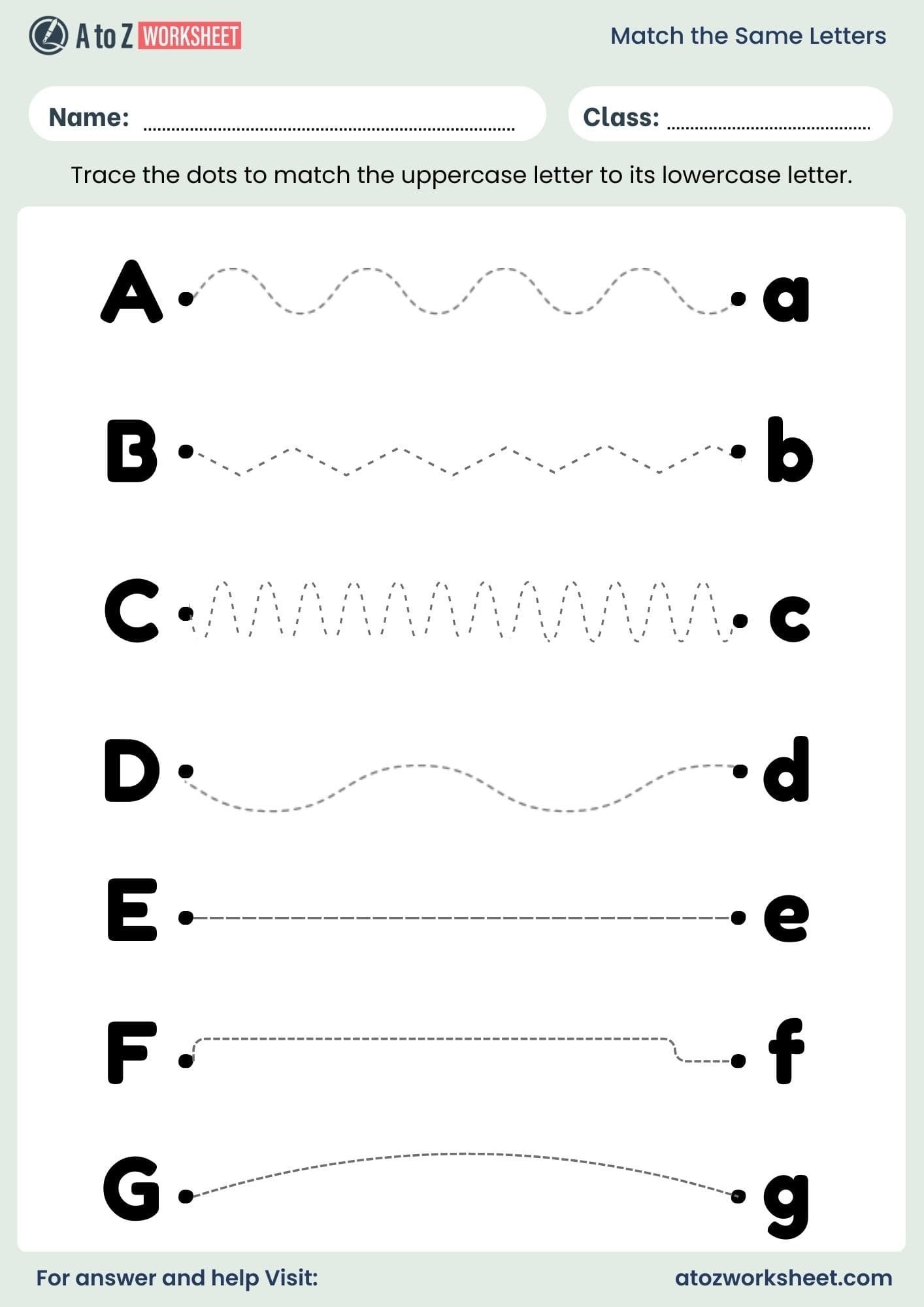 Match The Same Letters Worksheet For Nursery And Kindergarten Free PDF A To Z Worksheet Match The Same Letters Worksheet For Nursery And Kindergarten Free PDF A To Z Worksheet