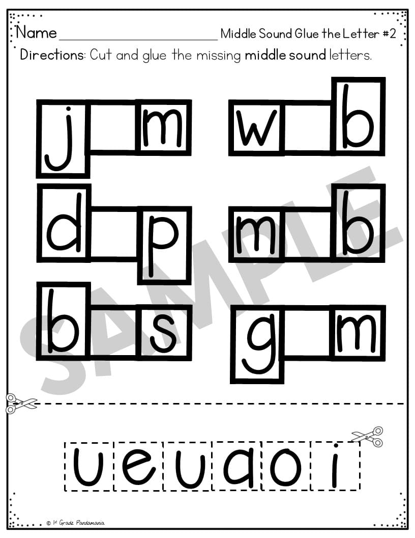 Middle Sounds Worksheets Phonics Activities 1st Grade Pandamania Middle Sounds Worksheets Phonics Activities 1st Grade Pandamania