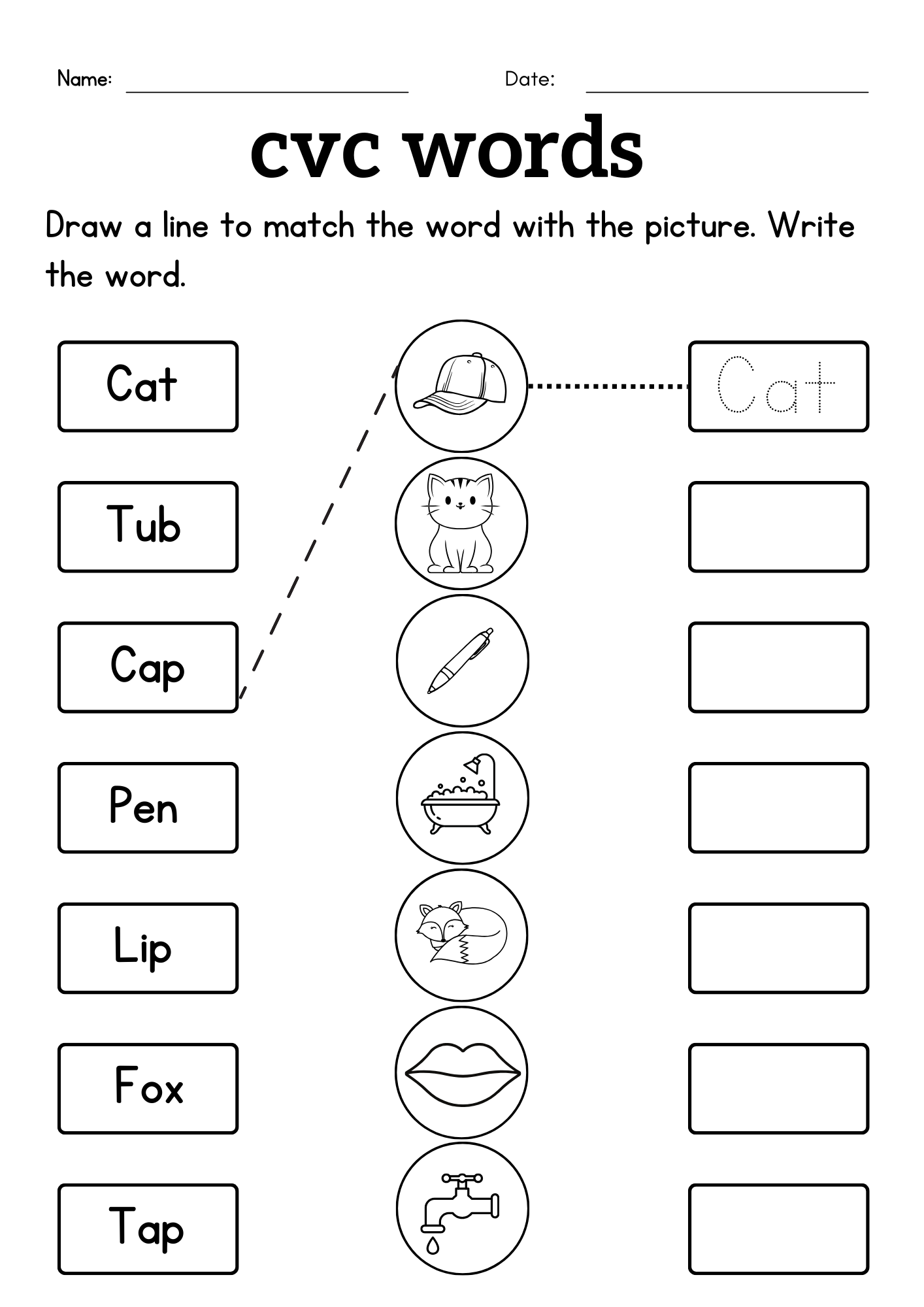 CVC Missing Letter Worksheets For Phonics Practice