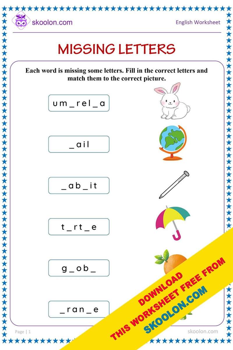 Missing Letters Worksheet 2 Skoolon Worksheets Library Missing Letters Worksheet 2 Skoolon Worksheets Library
