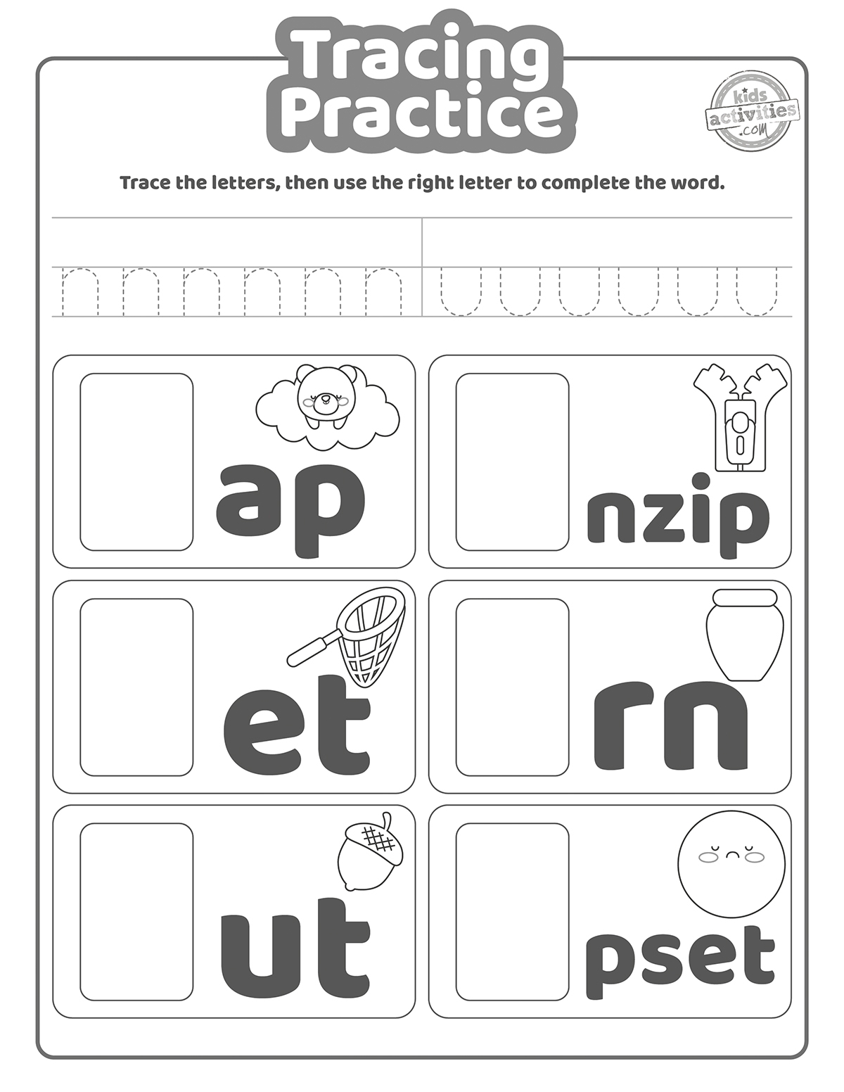N And U Letter Reversal Practice Worksheets For Kids Kids Activities Blog
