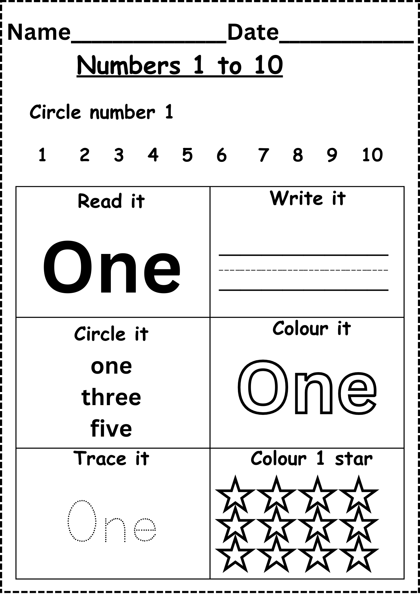 Number Words Worksheets 1 To 10 Number Words Worksheets 1 To 10