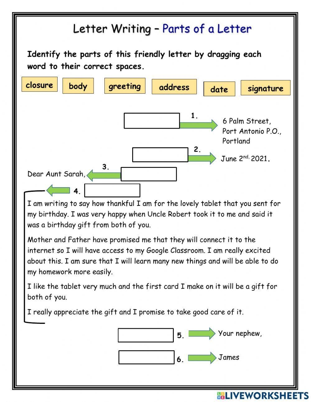 Parts Of A Friendly Letter Worksheets Library Parts Of A Friendly Letter ESL Worksheet By Cristabel