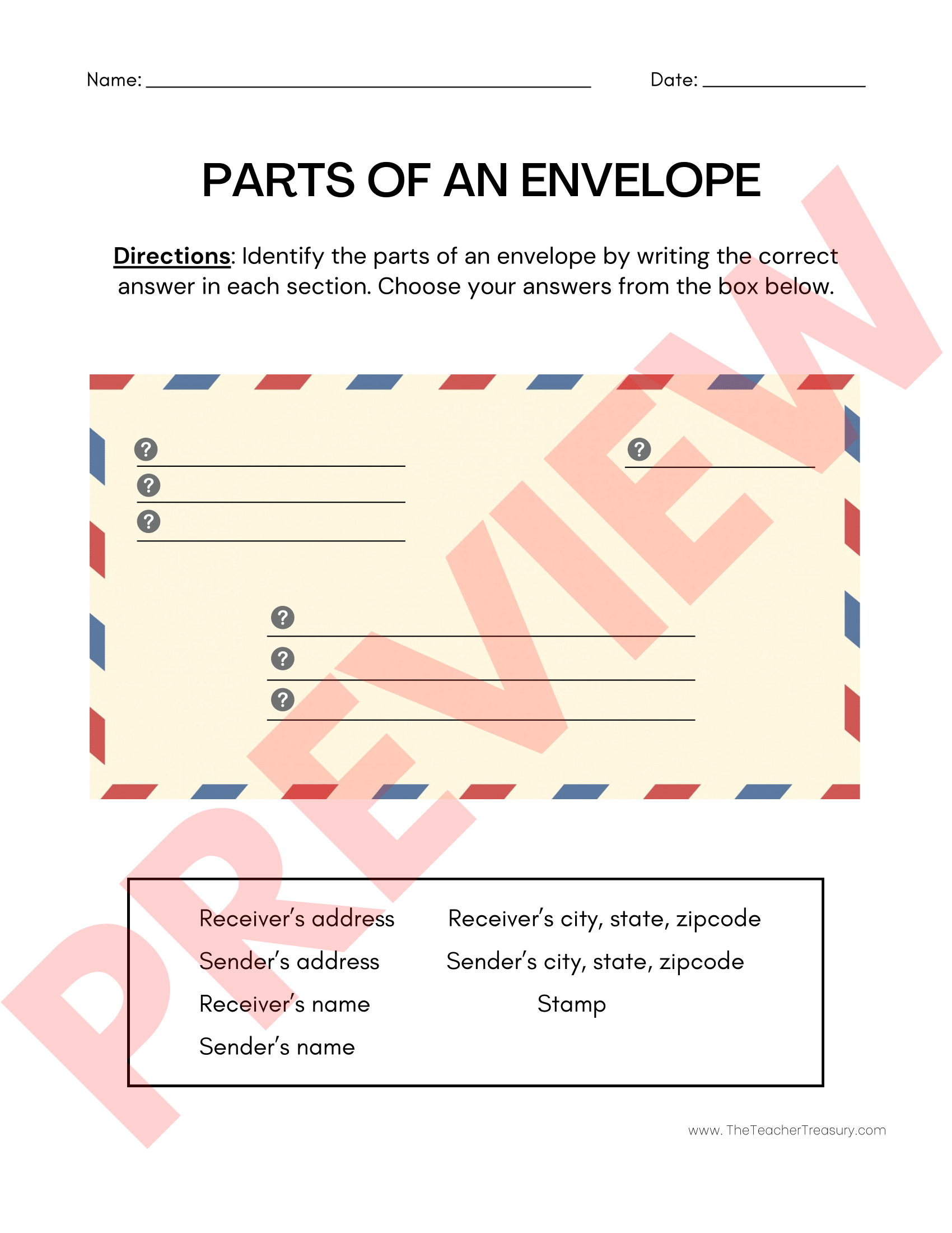 Parts Of A Friendly Letter Worksheets Library