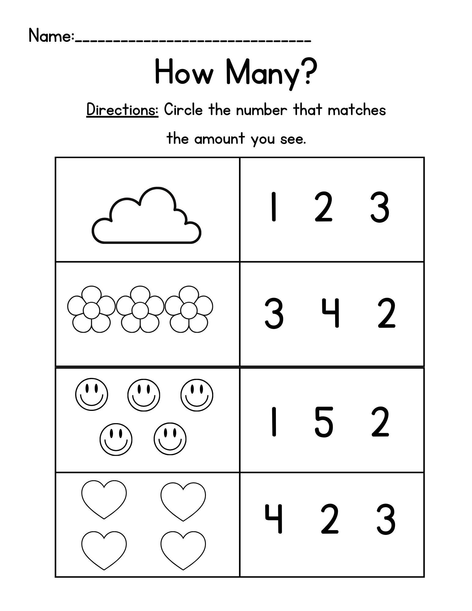 Prek Number Packet Prek Numbers 1 5 Prek Counting Worksheet Pre K Worksheet Etsy