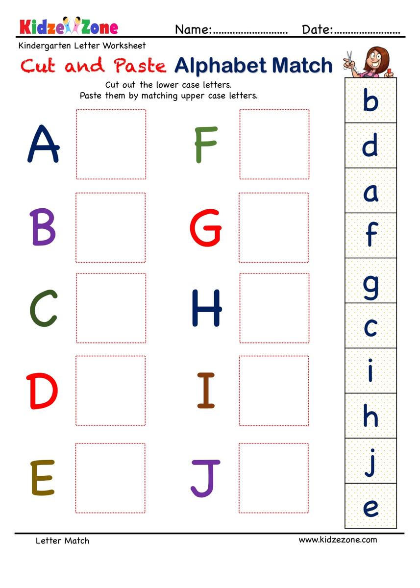 Preschool Letter Matching Activity Worksheet A To J KidzeZone Worksheets Library
