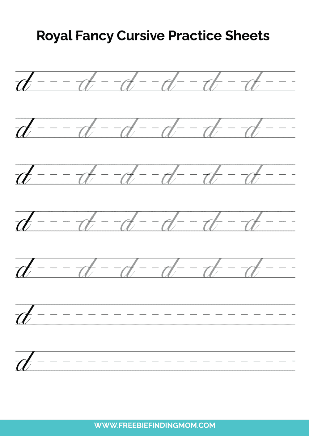 Printable Cursive Alphabet Practice Sheets Royal Fancy Lowercase D Printable Cursive Alphabet Practice Sheets Royal Fancy Lowercase D