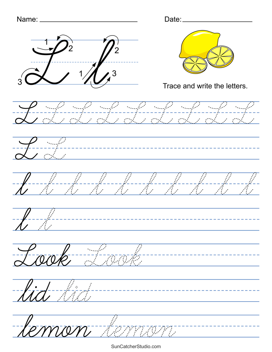 Printable Cursive Handwriting Worksheets Practice Letters Free Printables Lettering SVG Files Tools Apps