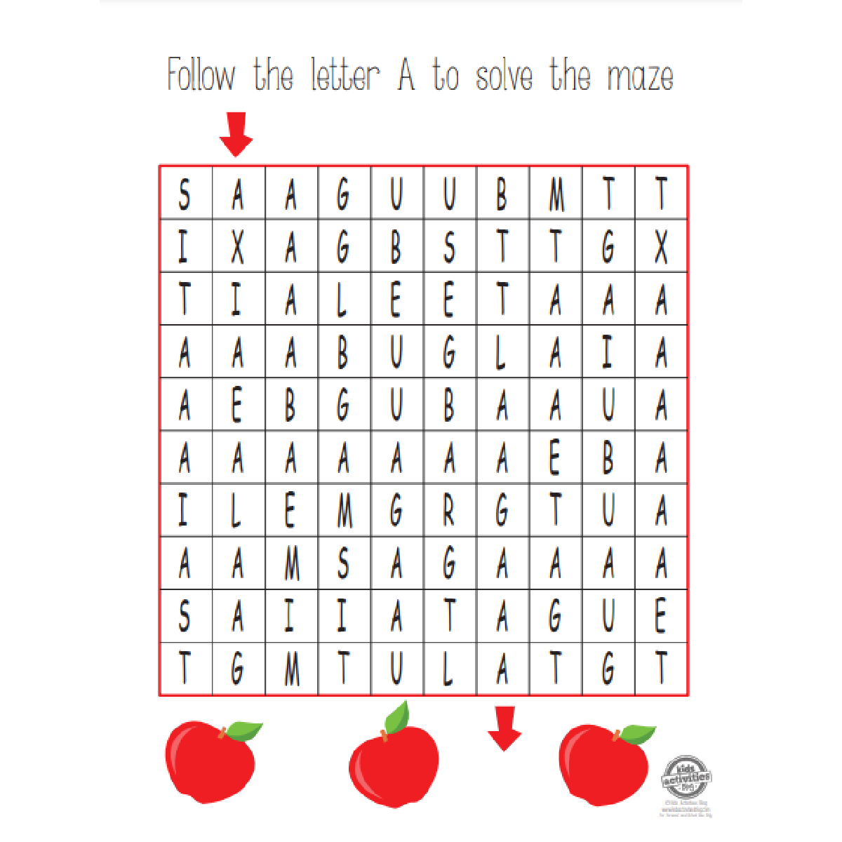 Printable Letter Mazes Worksheets Kids Activities Blog