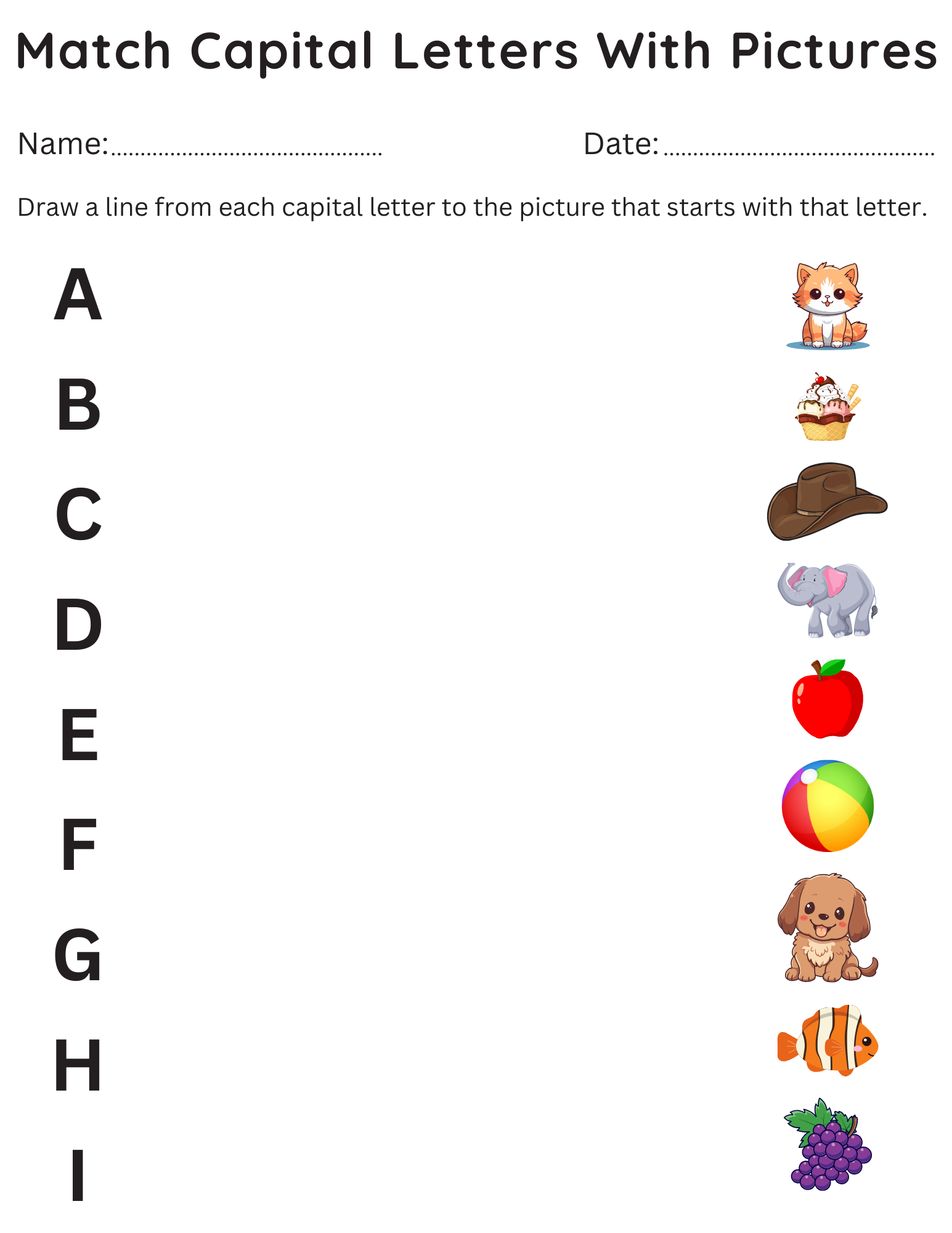 Printable Match Capital Letters With Pictures Kindergarten Worksheets Made By Teachers Printable Match Capital Letters With Pictures Kindergarten Worksheets Made By Teachers