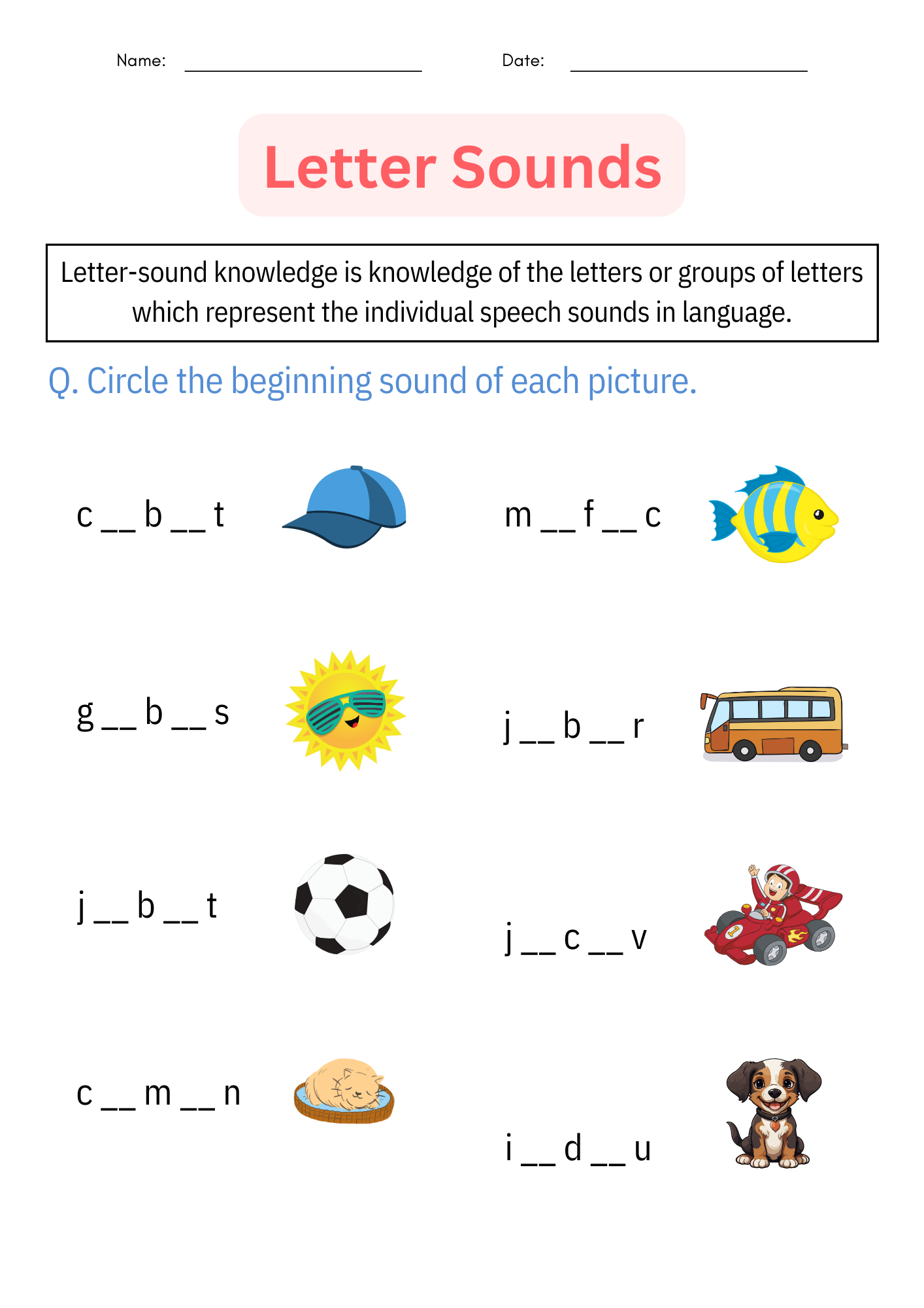 Printable Matching Beginning Letter Sounds Worksheet And Activities For Grade 1 Made By Teachers