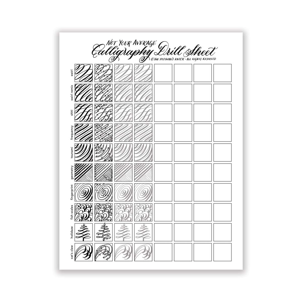 Printable Not Your Average Calligraphy Drill Sheet The Postman S Knock Printable Not Your Average Calligraphy Drill Sheet The Postman S Knock