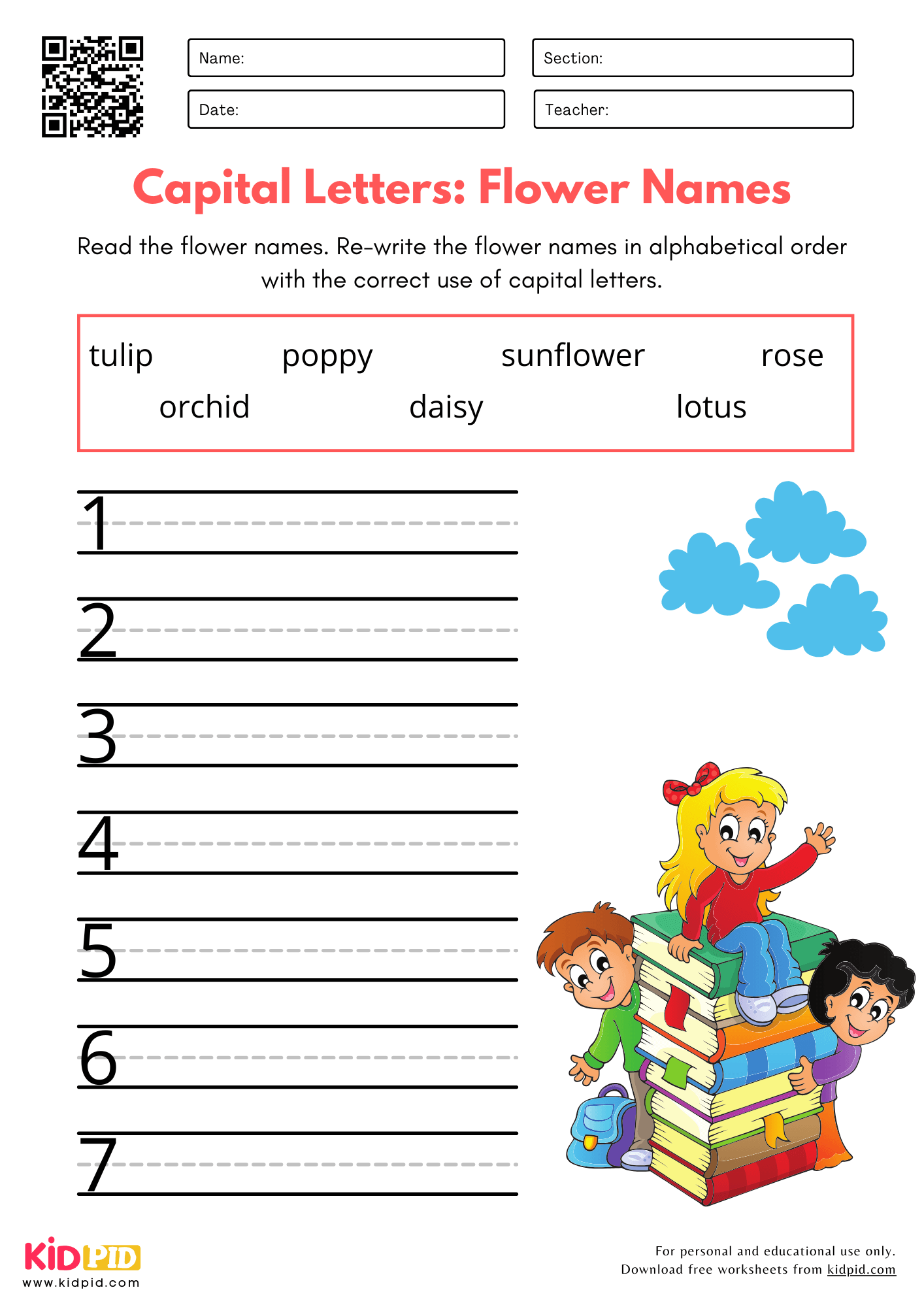 Proper Noun Capitalizations Practice Worksheet For Kindergarten Kidpid Proper Noun Capitalizations Practice Worksheet For Kindergarten Kidpid