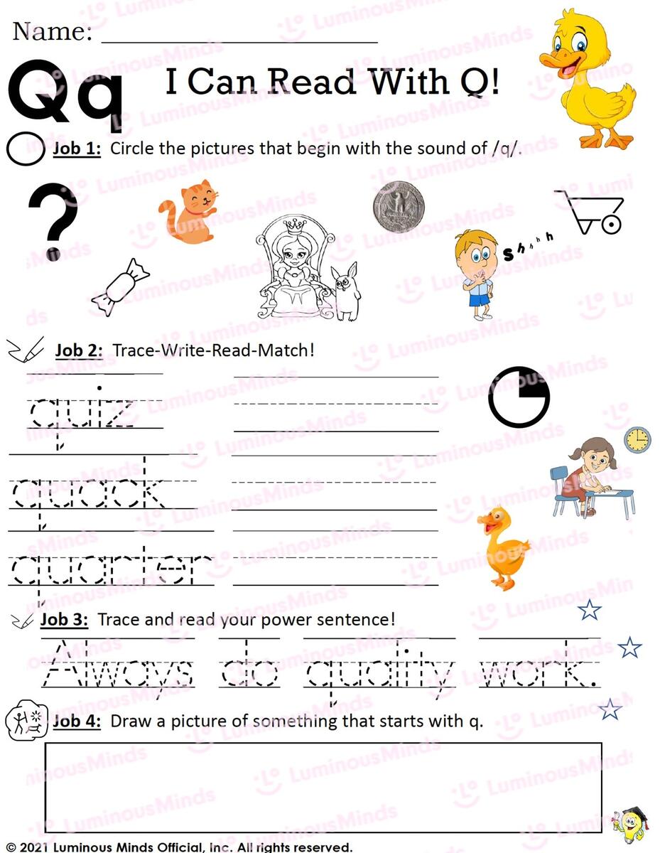Reading Comprehension Worksheets I Can Read With Q Tracing Letter Q Worksheets For Preschool