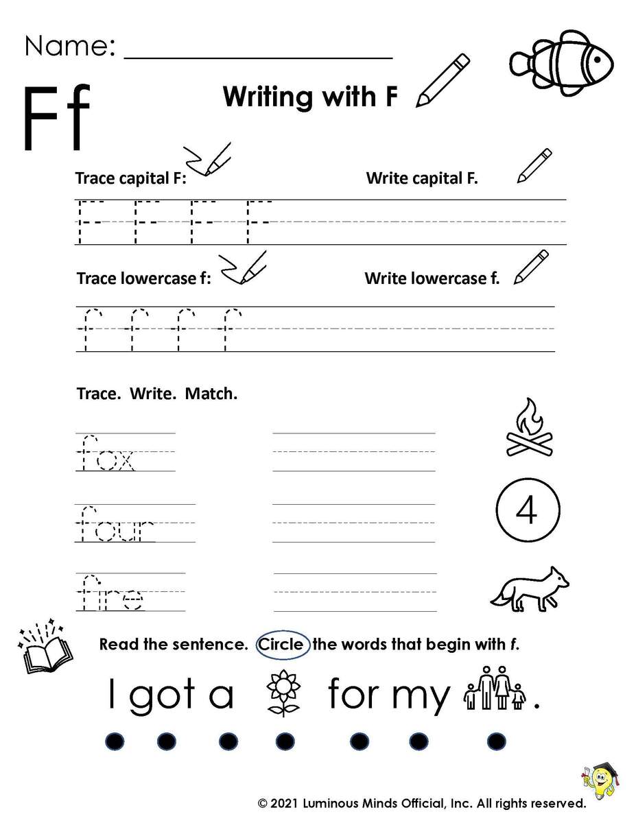 Reading Comprehension Worksheets Writing With F
