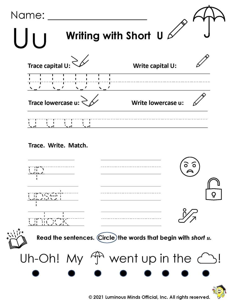 Reading Comprehension Worksheets Writing With Short U Reading Comprehension Worksheets Writing With Short U