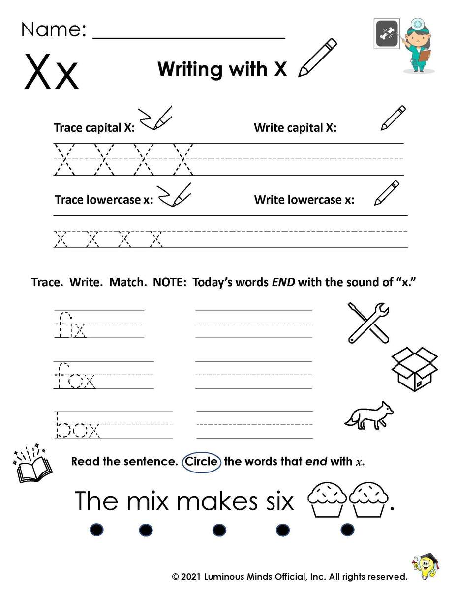 Reading Comprehension Worksheets Writing With X