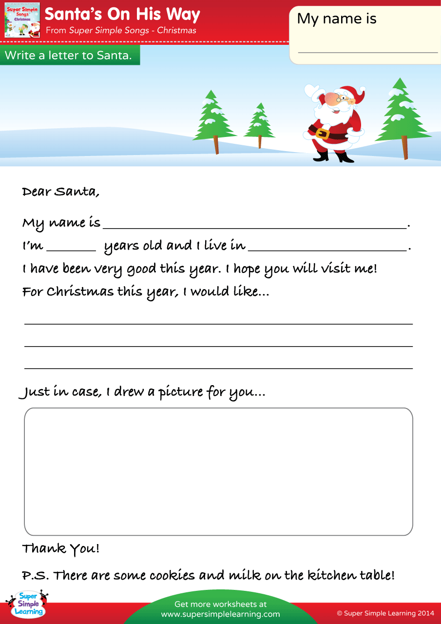 Santa S On His Way Worksheet A Letter To Santa Super Simple