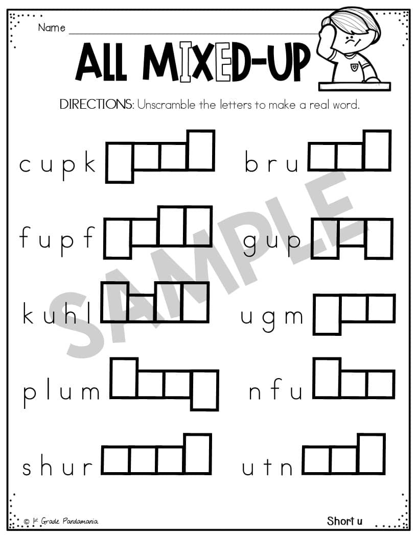 Short U Worksheets Phonics Activities 1st Grade Pandamania