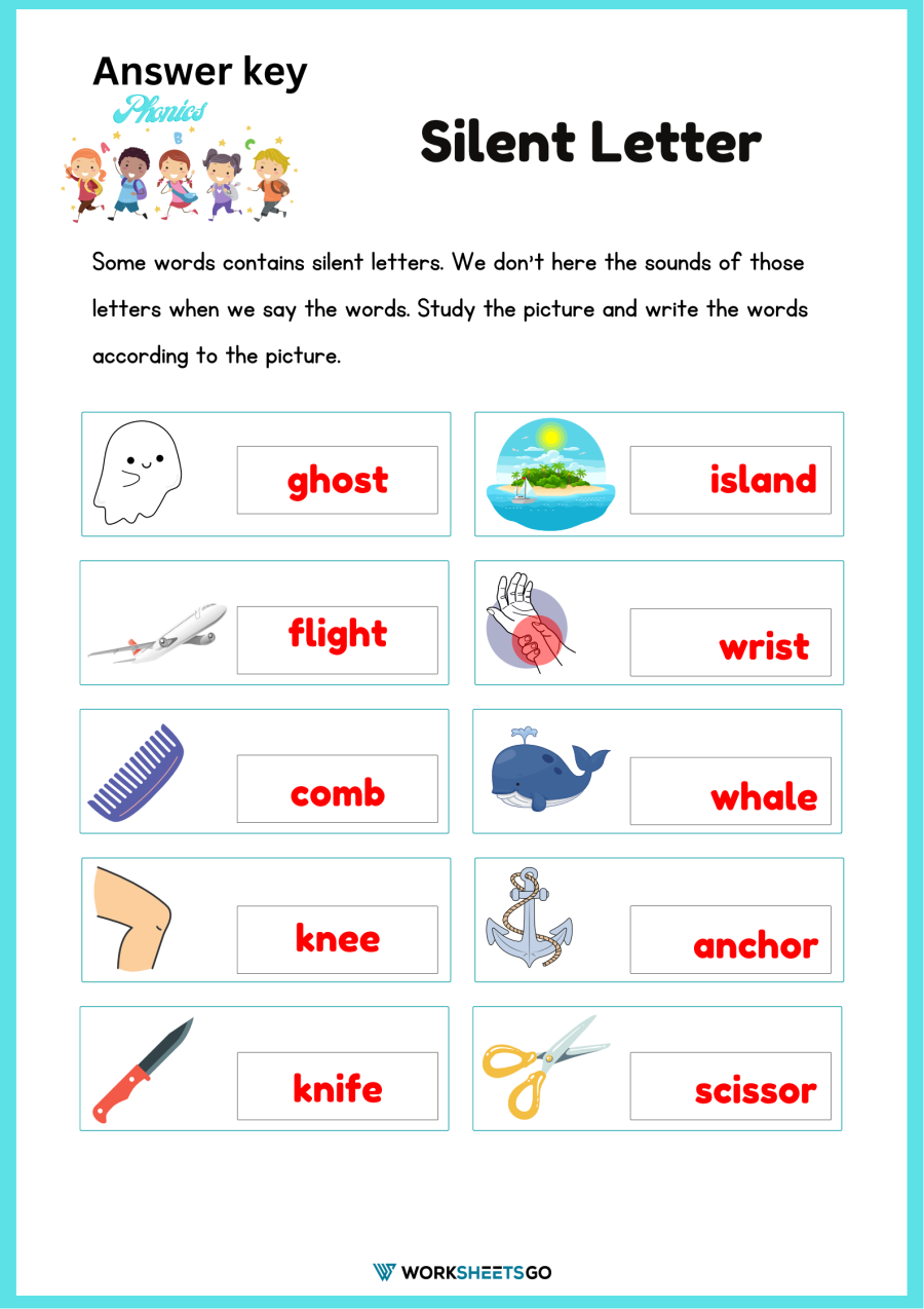 Silent Letters Worksheets WorksheetsGO Silent Letters Worksheets WorksheetsGO