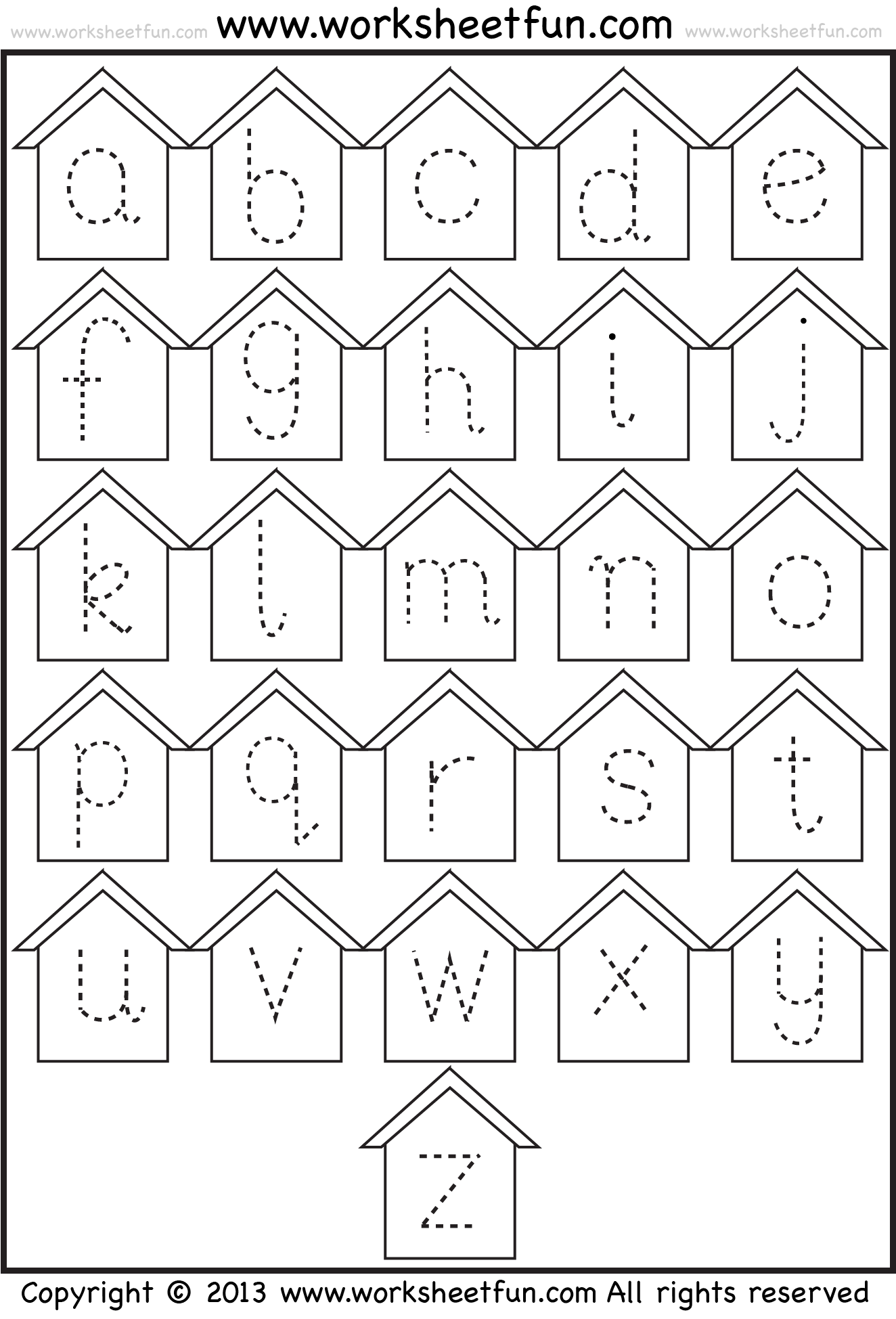 Small Letter Tracing Lowercase Worksheet Birdhouse FREE Printable Worksheets Worksheetfun